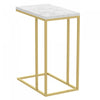 Table de bout en forme de C de 19 po en marbre et métal doré avec armature en métal - multicolore
