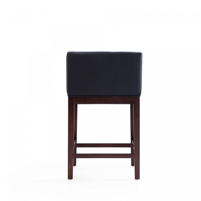 Tabouret de comptoir Kingsley style milieu du siecle en bois et tissu, noir - Lot de 3
