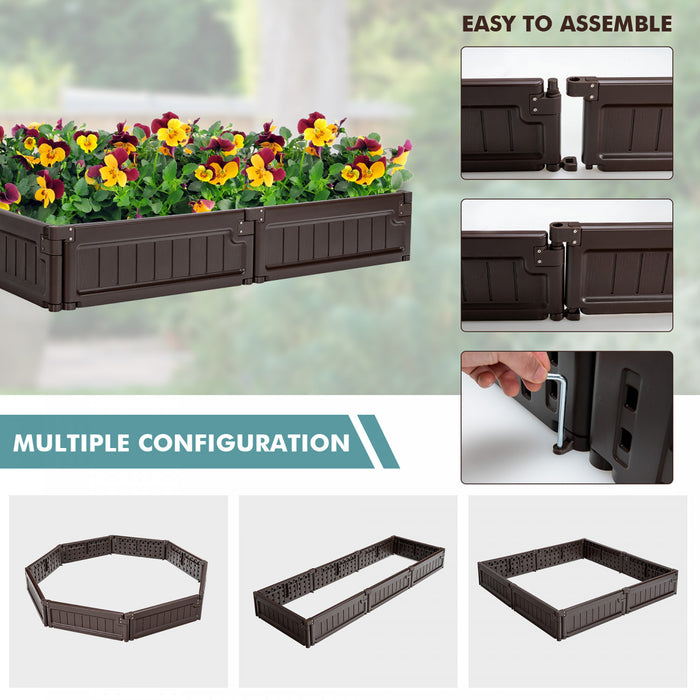 Cloture De Jardin, Bordures Pour Jardin Avec Fond Ouvert, Cloture De Jardin Plastique Avec Connexions Solides Par Charnieres, Configuration Flexible, Pour Jardin, Arriere-cour Et Serre, Avec 8 Panneaux, Marron