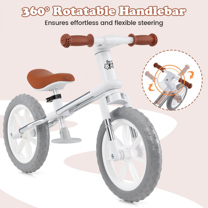 Honeyjoy 12\" Equilibre Velo 2 Roues Velo Pour Enfants Avec Siege Reglable Blanc