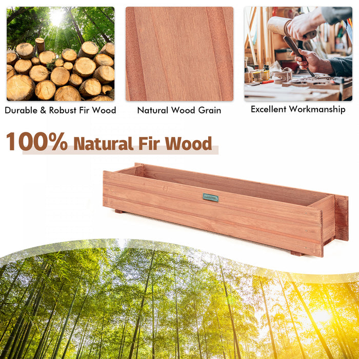 Bac A Fleurs Rectangulaire En Bois – 71cm
