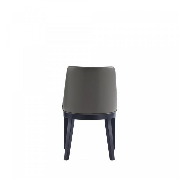 Chaise de salle a manger moderne Gansevoort en bois et cuir vegetalien graphite - Lot de 4