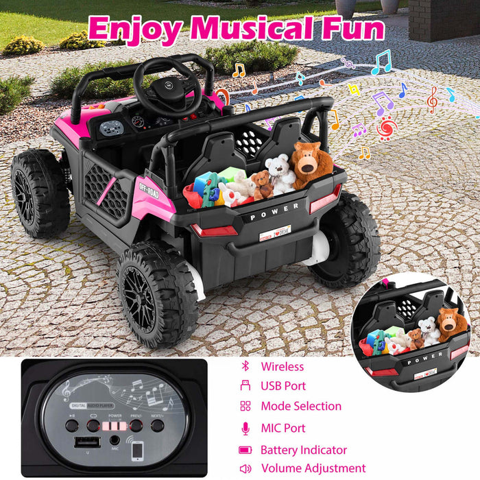 Costway 12v Kids Ride Sur Camion Avec Telecommande Parentale 3 Vitesses Et Fonction Avant Inverse Rose
