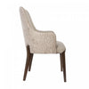 Belmont Contemporary Chenille and Faux Leather Wood Upholstered Armchair in Taupe | Fauteuil contemporain Belmont en chenille et similicuir avec structure en bois, rembourre, coloris taupe