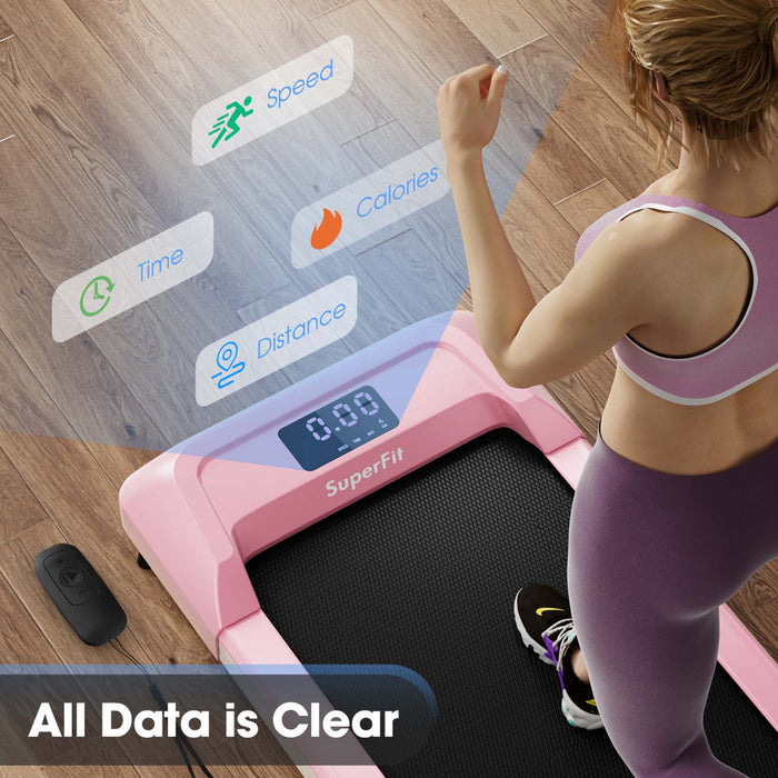 Superfit 0.6-3.8mph Tapis De Marche Sous Tapis Roulant De Bureau Avec Telecommande Et Ecran Led Rose
