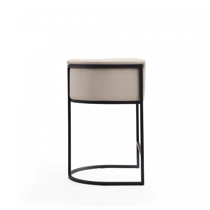 Tabouret de comptoir moderne du milieu du siecle en metal et tissu creme Cosmopolitan - Lot de 3