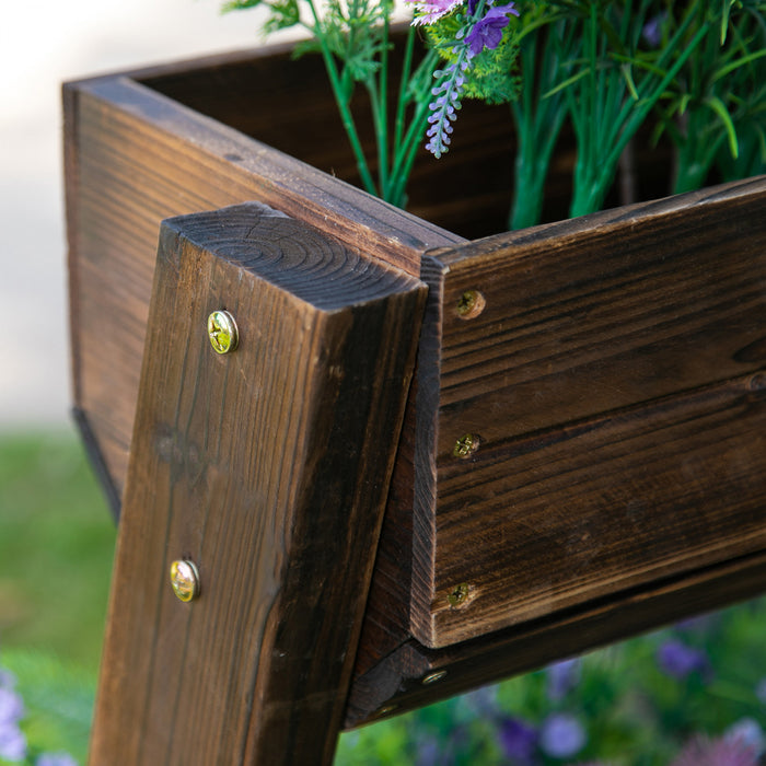 Lit De Jardin Sureleve A 3 Niveaux Outsunny Supports De Pots De Fleurs En Bois D'exterieur Autoportants Verticaux