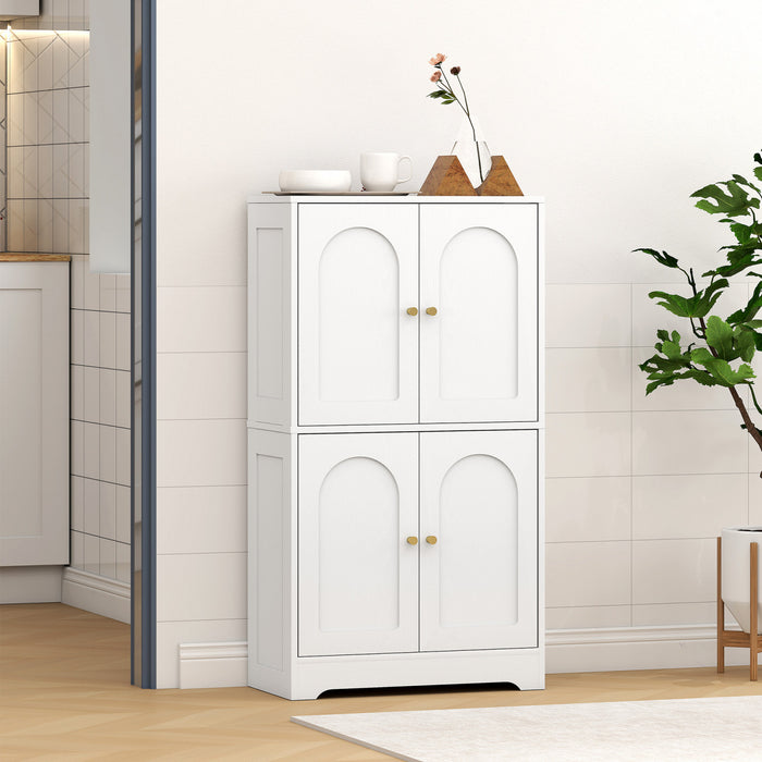 HOMCOM Armoire de cuisine 43\", meuble de rangement a 4 niveaux, blanc