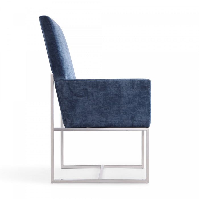Chaise de salle a manger moderne en velours et metal Element bleu - Lot de 2