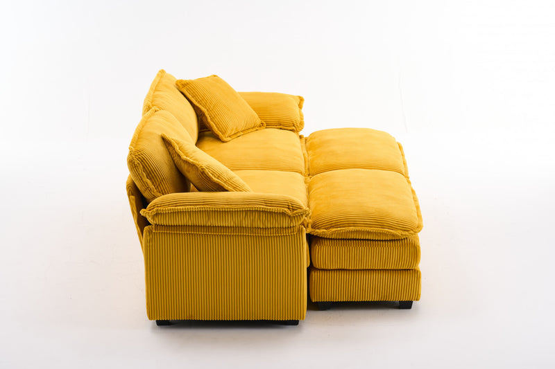 Liam Canape modulaire confortable Cloud 84,6\" avec revetement en velours cotele, Jaune