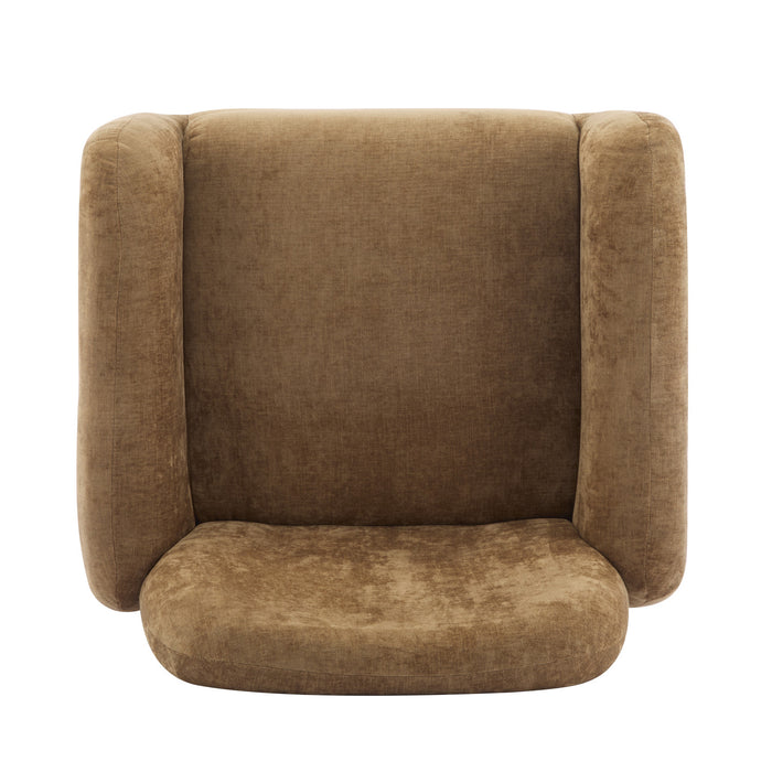 Audrey Fauteuil d’appoint ergonomique en bois massif avec revetement en tissu, kaki