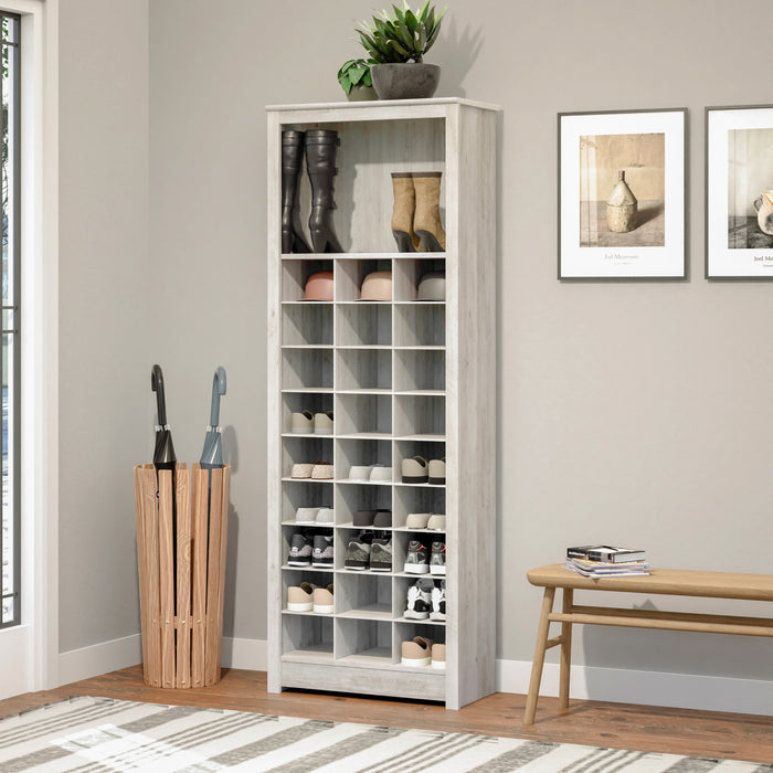 Armoire de rangement pour chaussures Rustic Ridge champêtre - blanc vieilli