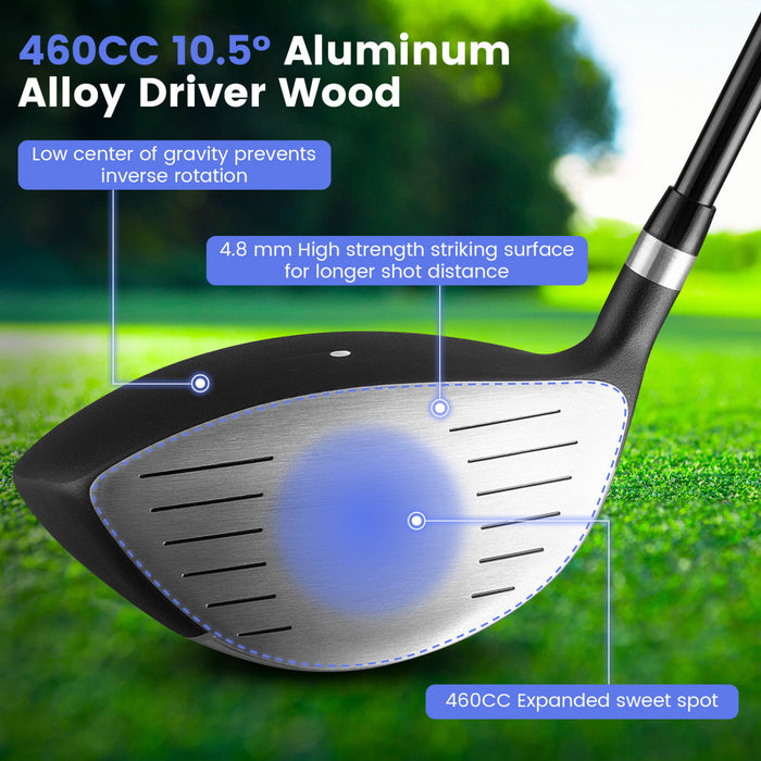 Costway 9 Pcs Hommes Complete Golf Club Set A Droite Avec 460cc Alliage Driver Fers Navy