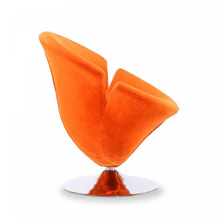 Fauteuil lounge pivotant moderne en velours Tulip orange - Lot de 2
