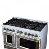 Forno Ambassador 48" Gas Range in White, 8 Sealed Burners, 6.7 Cu.Ft. Ovens - FFSGS6299-48CPWHT | Cuisiniere a gaz Ambassador de 48 po, blanche, 8 bruleurs scelles, fours de 6,7 pi³ – FFSGS6299-48CPWHT