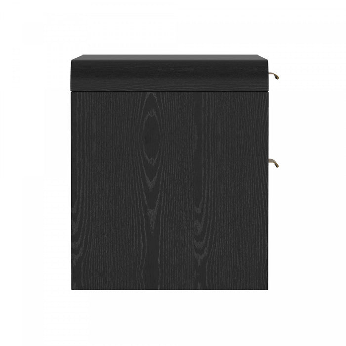 Table de nuit moderne Grace 28\" en noir et or (2 tiroirs) - Lot de 2