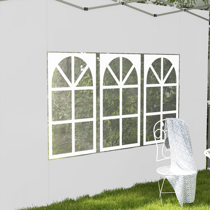 Outsunny 2 Panneaux Lateraux Avec Fenetres Pour Auvent Escamotable De 9,8' X 9,8' Ou 9,8' X 13,1', Paquet De 2 Parois Laterales De Remplacement, Blanc