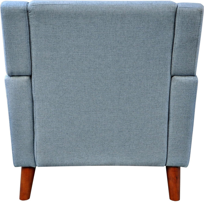 Midway Fauteuil Moderne du Milieu de Siecle a Point Capitonne Gaufre, Bleu, Noyer