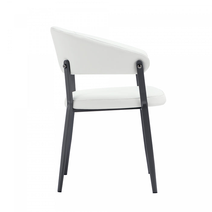 Chaise de salle a manger moderne en metal et tissu Belle, coloris blanc