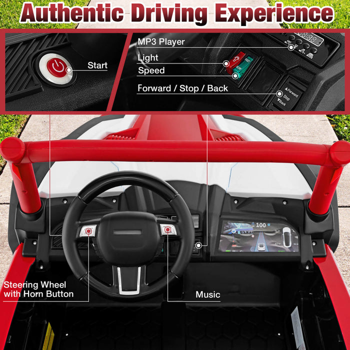 Costway 24v Kids Ride Sur Utv Avec 4 X 100w Puissant Moteur Telecommande Haute / Basse Vitesse Rouge
