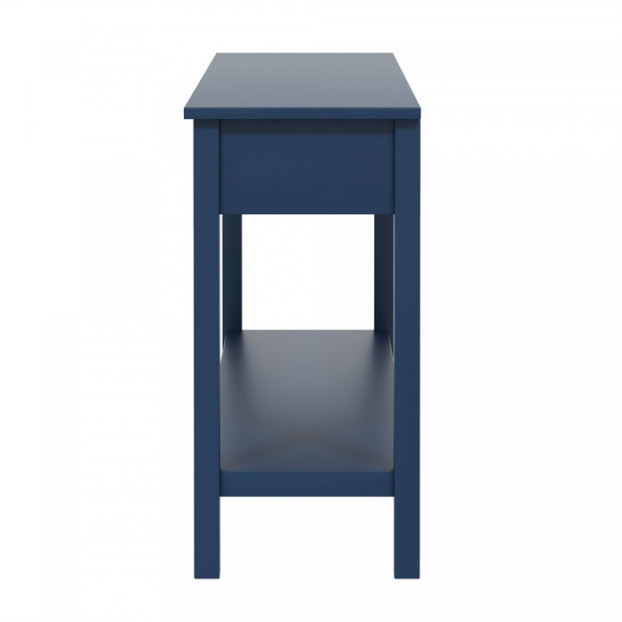 Table d'entree Oliver 60'' en placage de sapin avec design en nid d'abeille et tiroirs, bleu marine