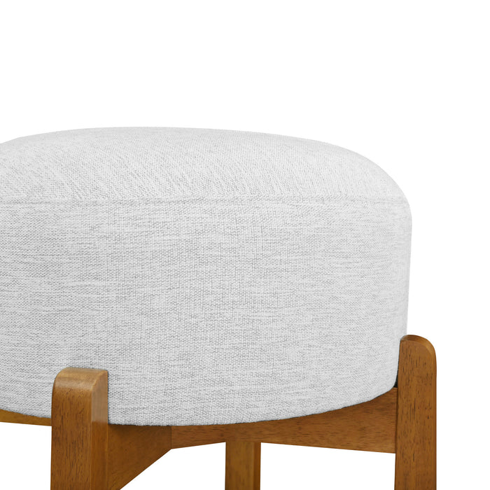 Vera – Lot de 2 tabourets de bar en bois d’hevea pour interieur avec coussin rond ivoire, finition noyer
