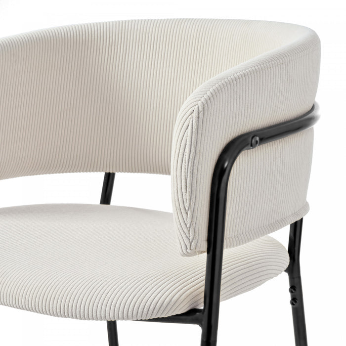 Ethan Ensemble de 4 chaises d’appoint modernes avec assise en velours cotele, pieds inclines et pieds reglables, beige