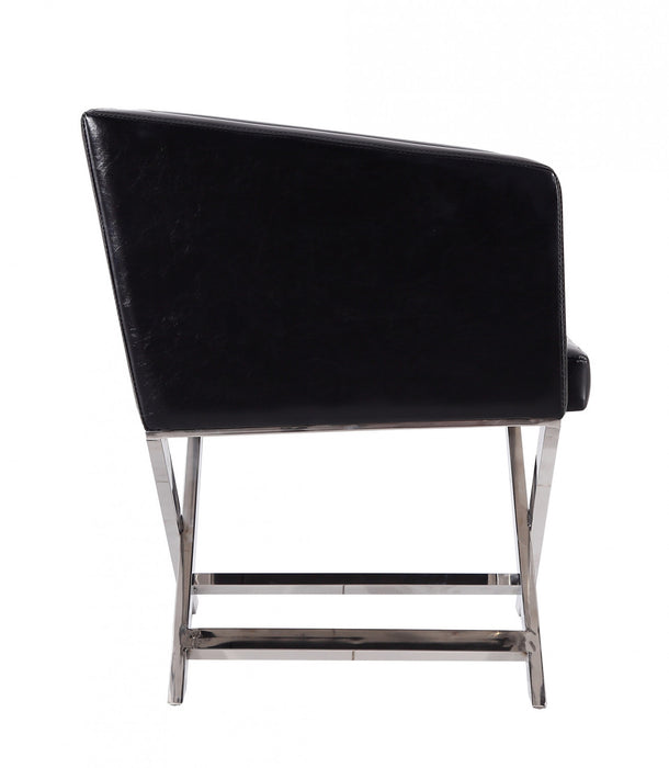 Fauteuil d’appoint contemporain en cuir vegetalien Hollywood, noir – Lot de 2