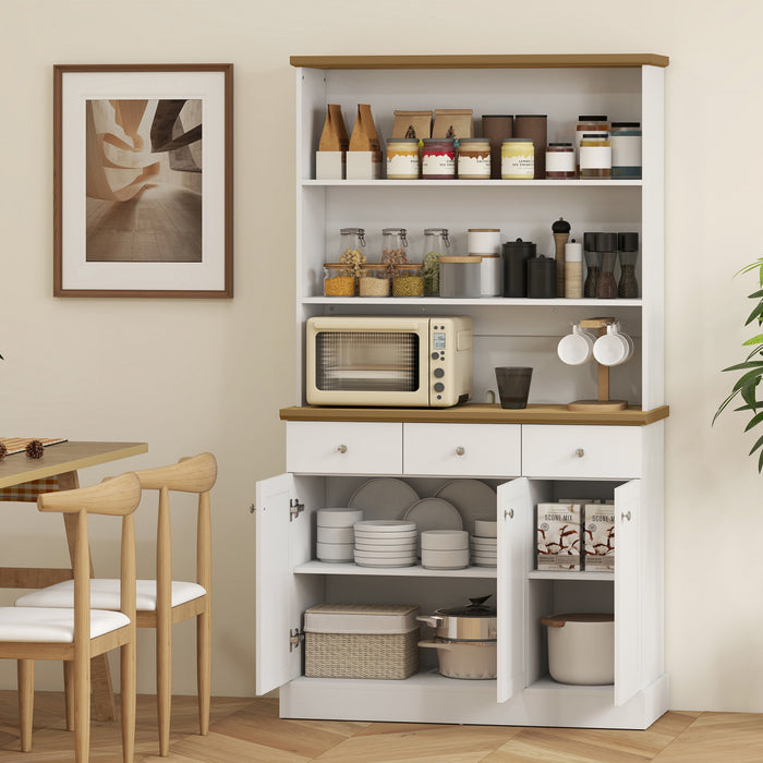 HOMCOM Buffet de cuisine avec tiroirs et armoires de rangement