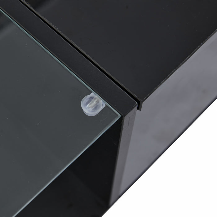 James table basse relevable – table avec rangement cache et eclairage LED, noir