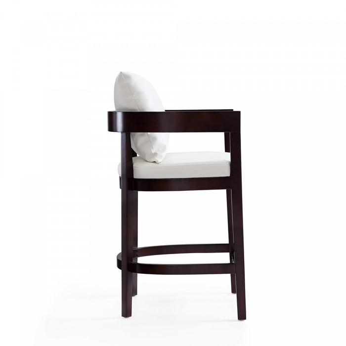 Tabouret de comptoir en bois rembourre style mid-century Ritz, ivoire – Lot de 2