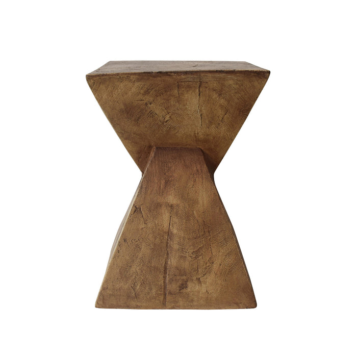 Table d'appoint geometrique torsadee Zane 18 pouces MGO, table laterale interieure a grain de bois, naturel