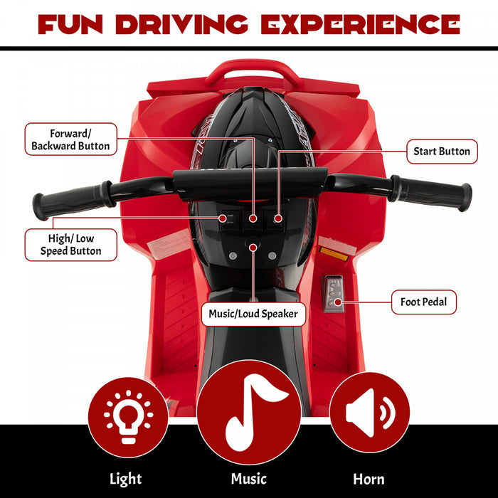 Costway 12v Batterie Alimentee Enfants Rouler Sur Atv Electrique 4 Roues Quad Car Avec Mp3 & Lumiere