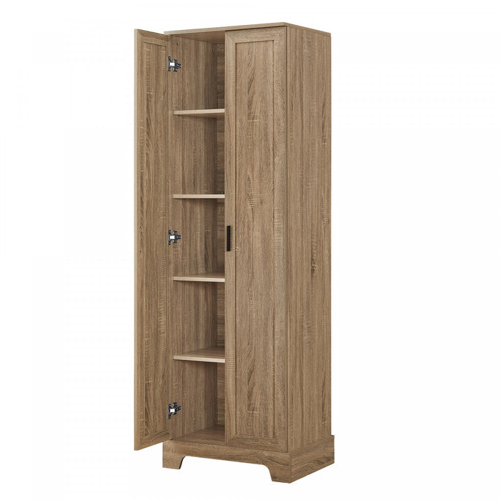 Liam Armoire de rangement multifonction avec portes et etageres reglables, Marron