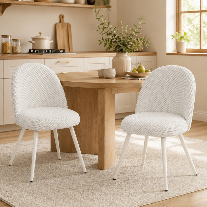 HOMCOM Lot de 2 chaises de salle a manger en velours, blanches