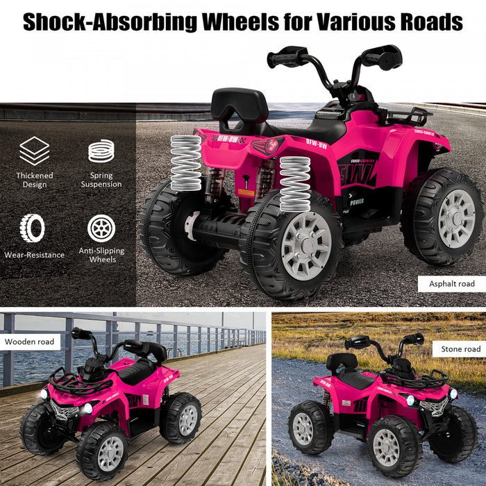 Costway 12v Enfants Rouler Sur Atv Electrique 4 Roues Quad 2 Vitesses W / Mp3 & Phares Rose