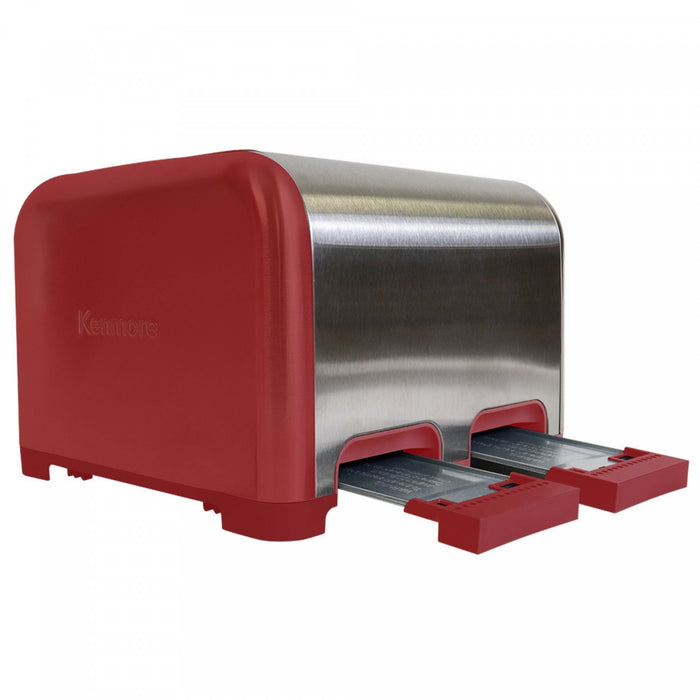 Grille-pain Kenmore à 4 tranches avec deux panneaux de commande, rouge - KKTSDC4SR