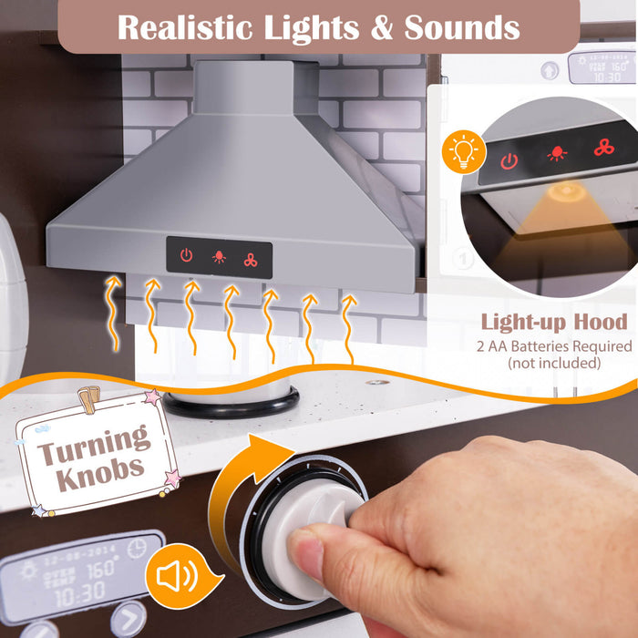 Costway Kids Kitchen Playset Avec Des Lumieres Et Des Sons Realistes