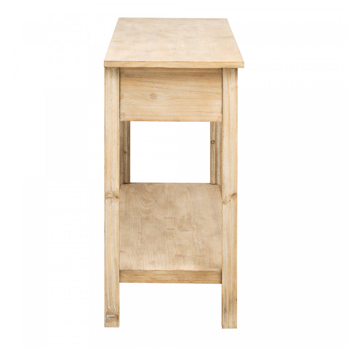 Table d'entree Oliver 60'' en placage de sapin avec design en nid d'abeille et tiroirs, naturel