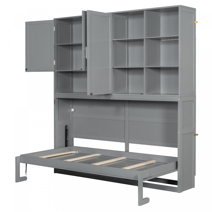 Ethan Lit escamotable gain de place avec rangement et design pliable, Taille simple, Gris