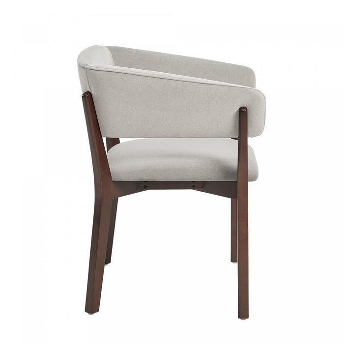 Fauteuil Blake moderne en faux mohair avec accoudoirs en bois, coloris grege - Lot de 2