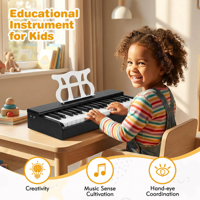 Costway Clavier de Piano pour Enfants 30 Touches avec Pupitre Amovible et Fonction Demarrage a Une Touche - Noir