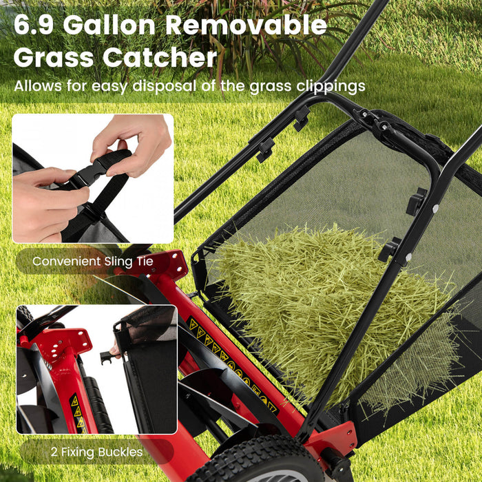 Ironmax 16 \"pousser Tondeuse A Gazon Avec 5-lame 6,9 Gallons Amovible Grass Catcher Pour Jardin Rouge