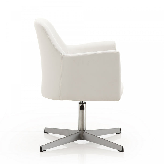 Fauteuil pivotant moderne en cuir vegetalien Pelo, blanc - Lot de 2