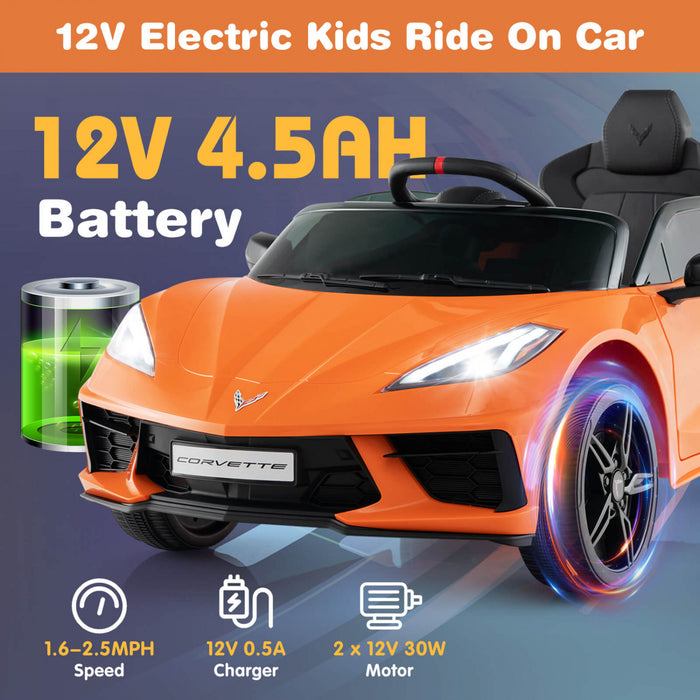 Costway 12v Electrique Enfants Ride On Car Avec Telecommande Connection Sans Fil Lumieres Orange