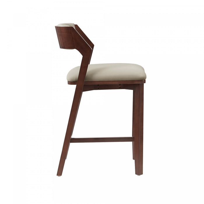 Tabouret de comptoir moderne en bois Patricia avec revetement en lin - Lot de 2