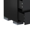 Nova Elegant Nightstand with Metal Foot and Mirrored Drawers, Black | Nova Table de Nuit Elegante avec Pied Metallique et Tiroirs Miroir, Noir