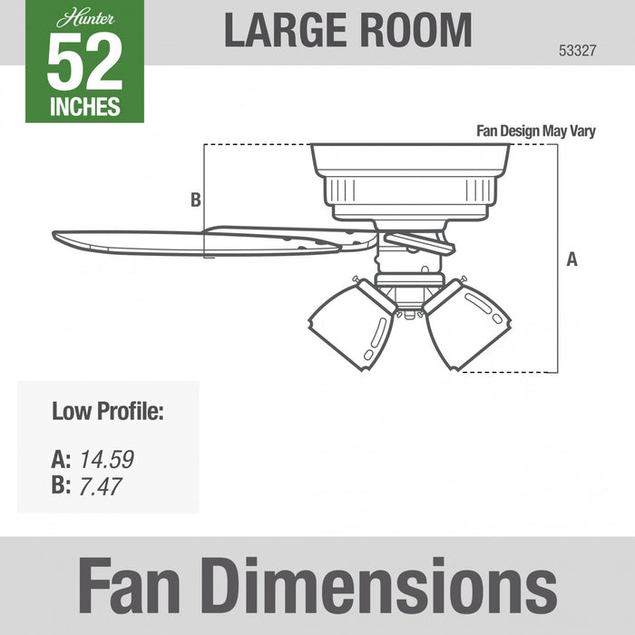 Ventilateur de plafond à profil bas du constructeur avec luminaire - Bronze