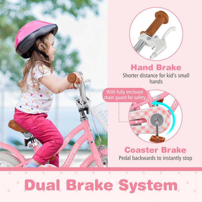 Bicycle Costway 12\" Pour Enfants De 3 A 4 Ans Bicycle Avec Frein A Main Avant Rouge