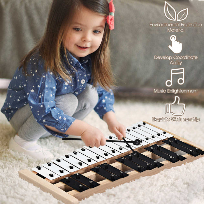 Costway Glockenspiel Xylophone Pliable 27 Notes en Aluminium, Instrument de Musique